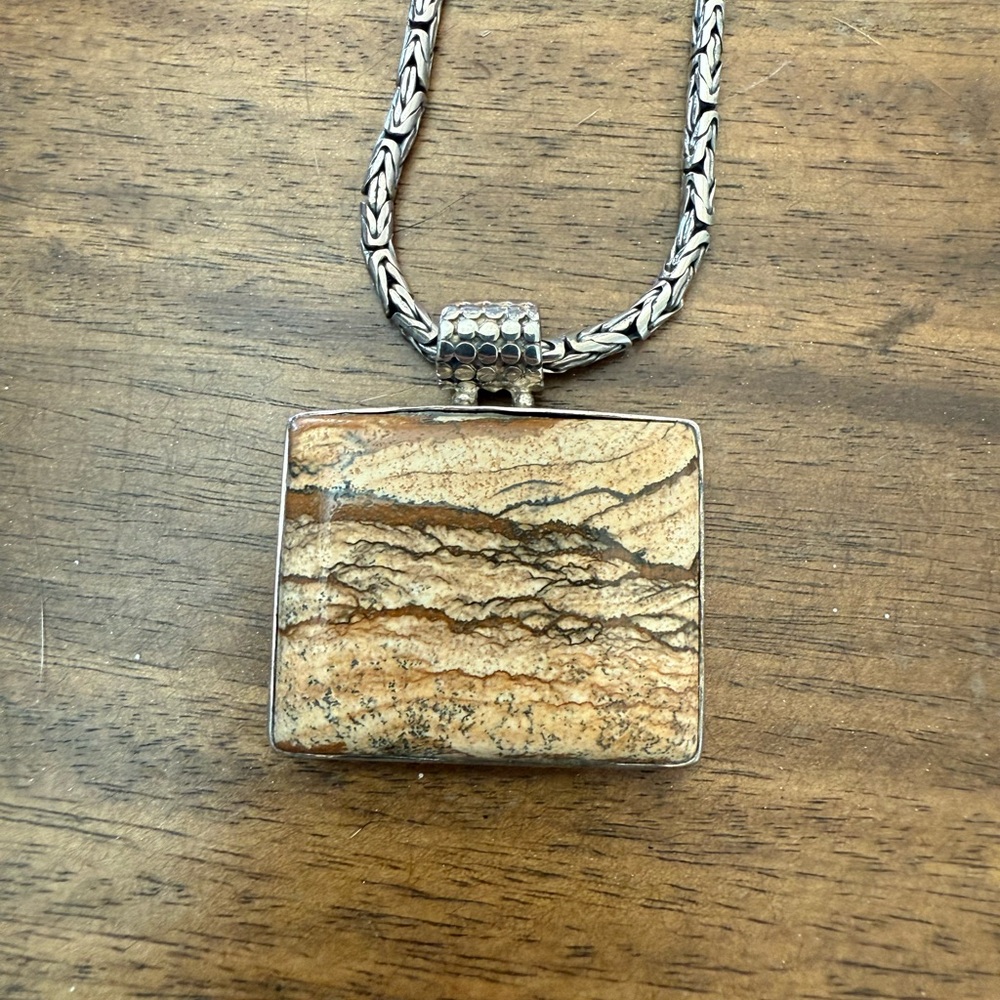 Royal Sahara Jasper Stone Sterling Silver Pendant